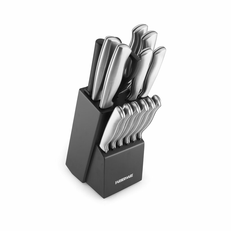 Farberware Stamped Stainless Steel 15 Piece Knife Set with Storage Farberware 15 Piece Stainless Steel Knife Set